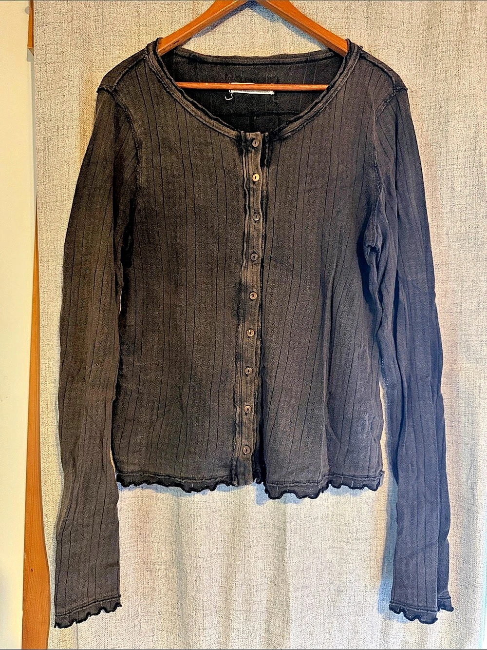 We The Free Jamie Henley Button Front Top Black XL